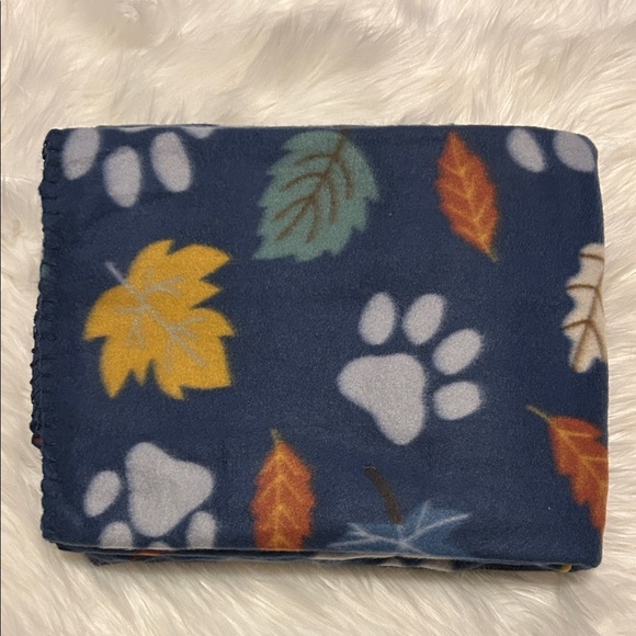 Other - Cozy Blue Leaf and Paw Print Blanket